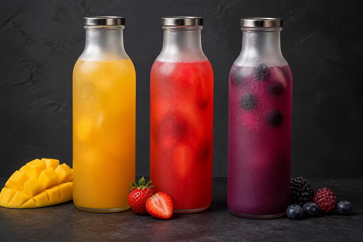 Three bottles of CommuniTEA fruit green tea